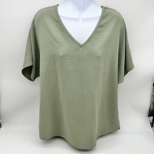 Entro Sage Green V-Neck Short Sleeve Top